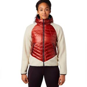 Mountain Hardwear Altius Hybrid Hooded Jacket XS | Insulated Fleece | Red Cream